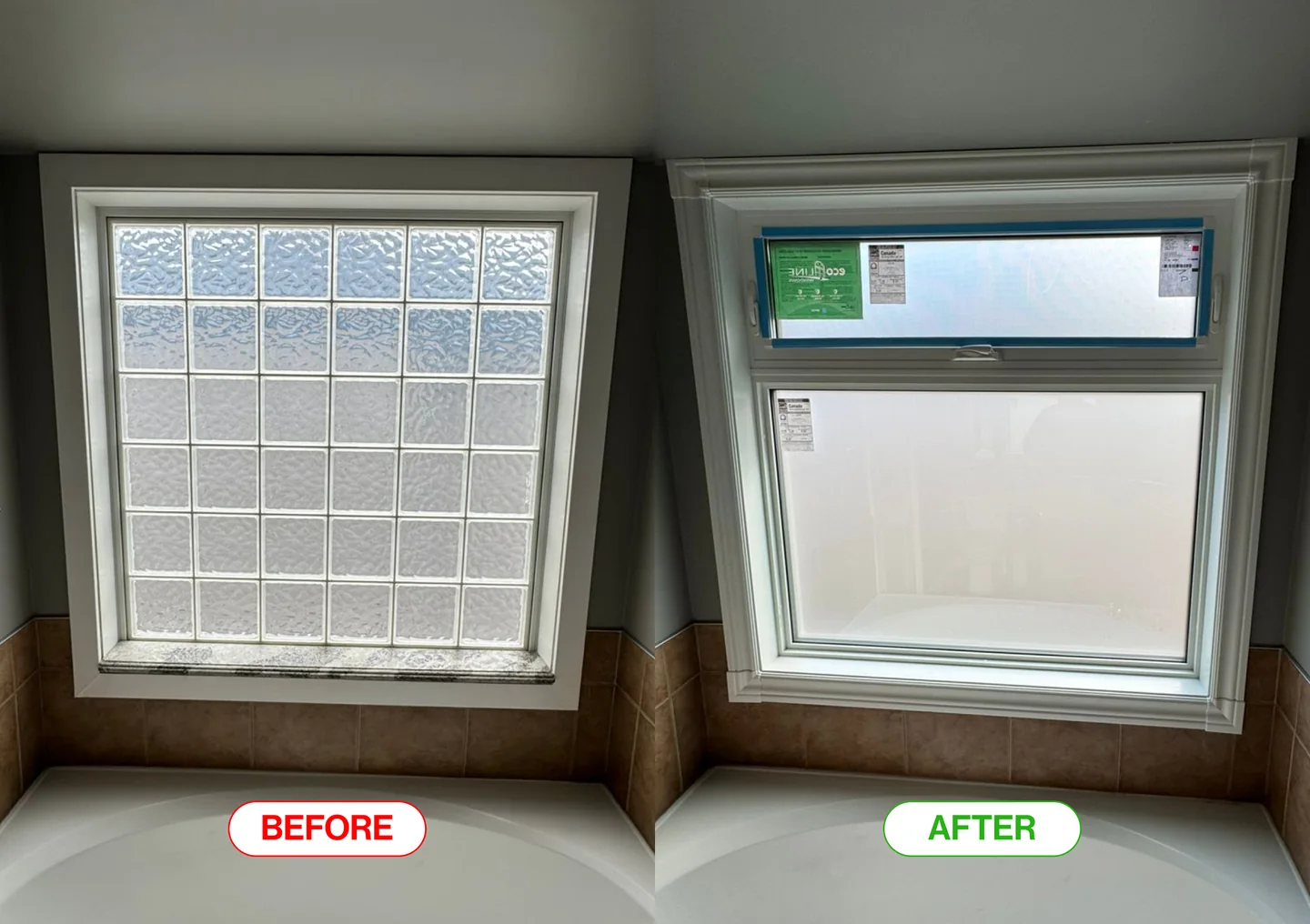 Privacy glass — before / after